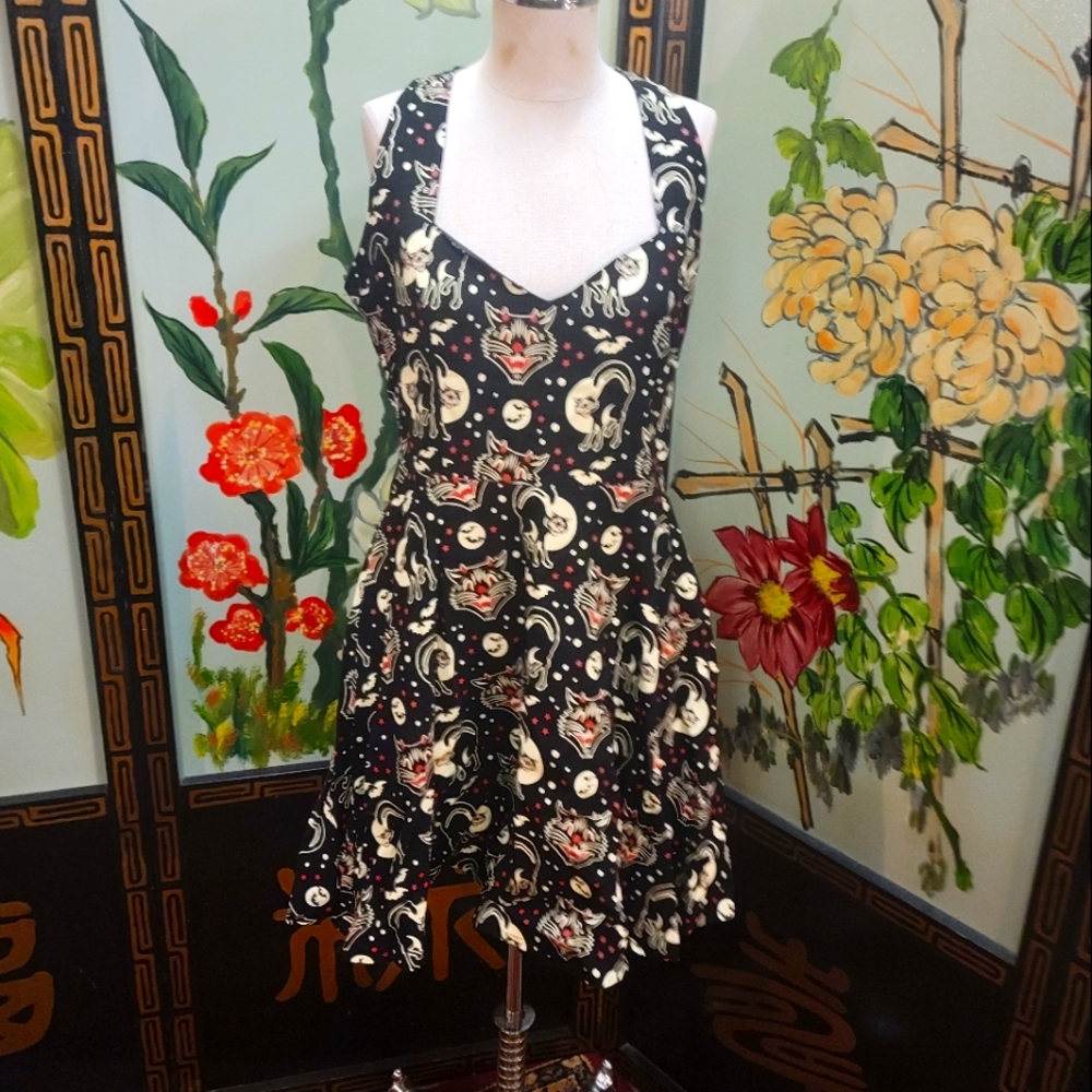 Sourpuss Vintage style print Halloween dress.